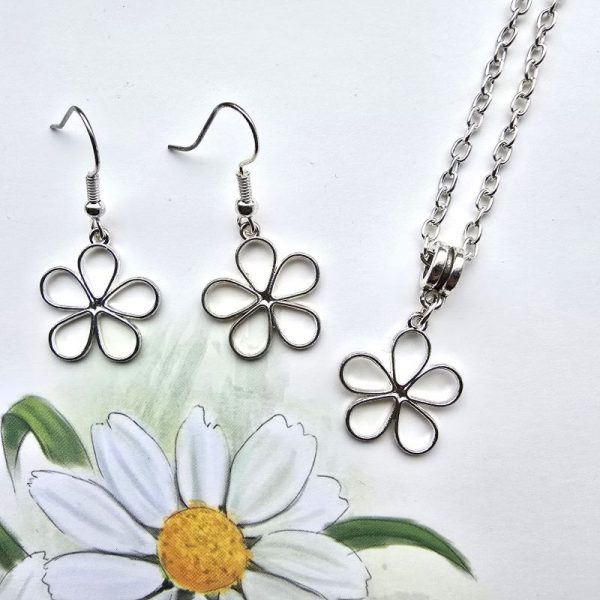 Flower Pendant & Earring Set